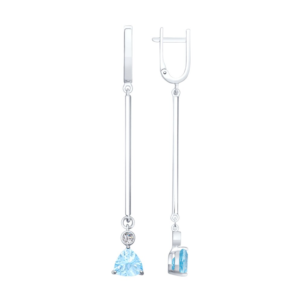 

Серьги подвески из серебра SOKOLOV 92021953, топаз/фианит, 92021953