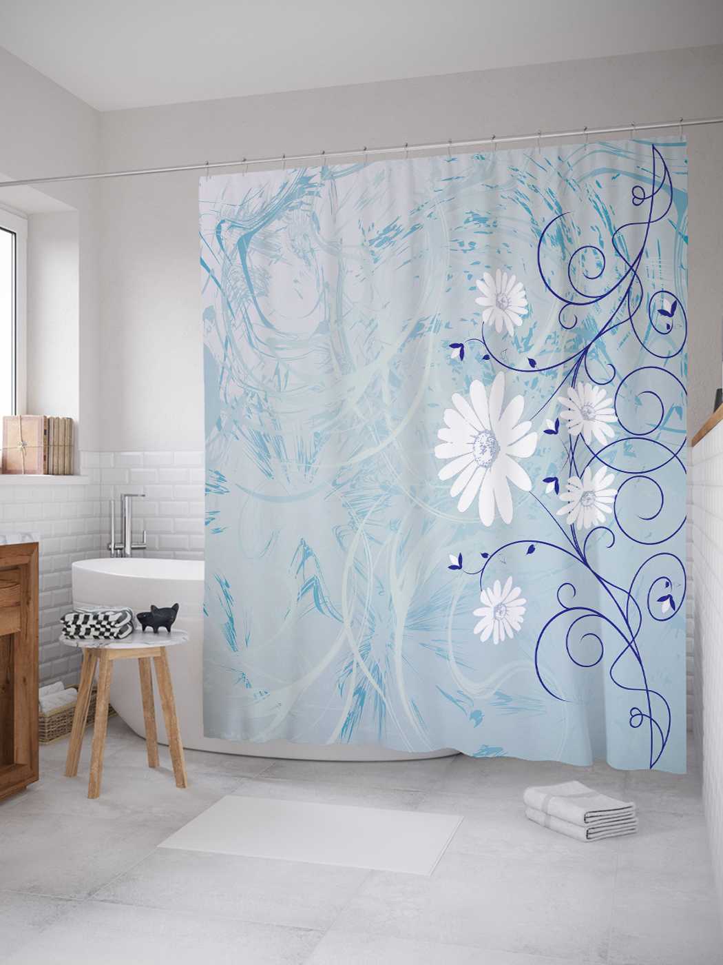 

Штора для ванной JoyArty "Природное касание" из сатена, 180х200 см с крючками