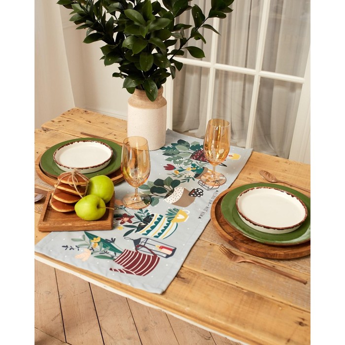 

Дорожка "Этель" Hygge 30x70 см, 100% хлопок, саржа 190 г/м2, Серый;зеленый
