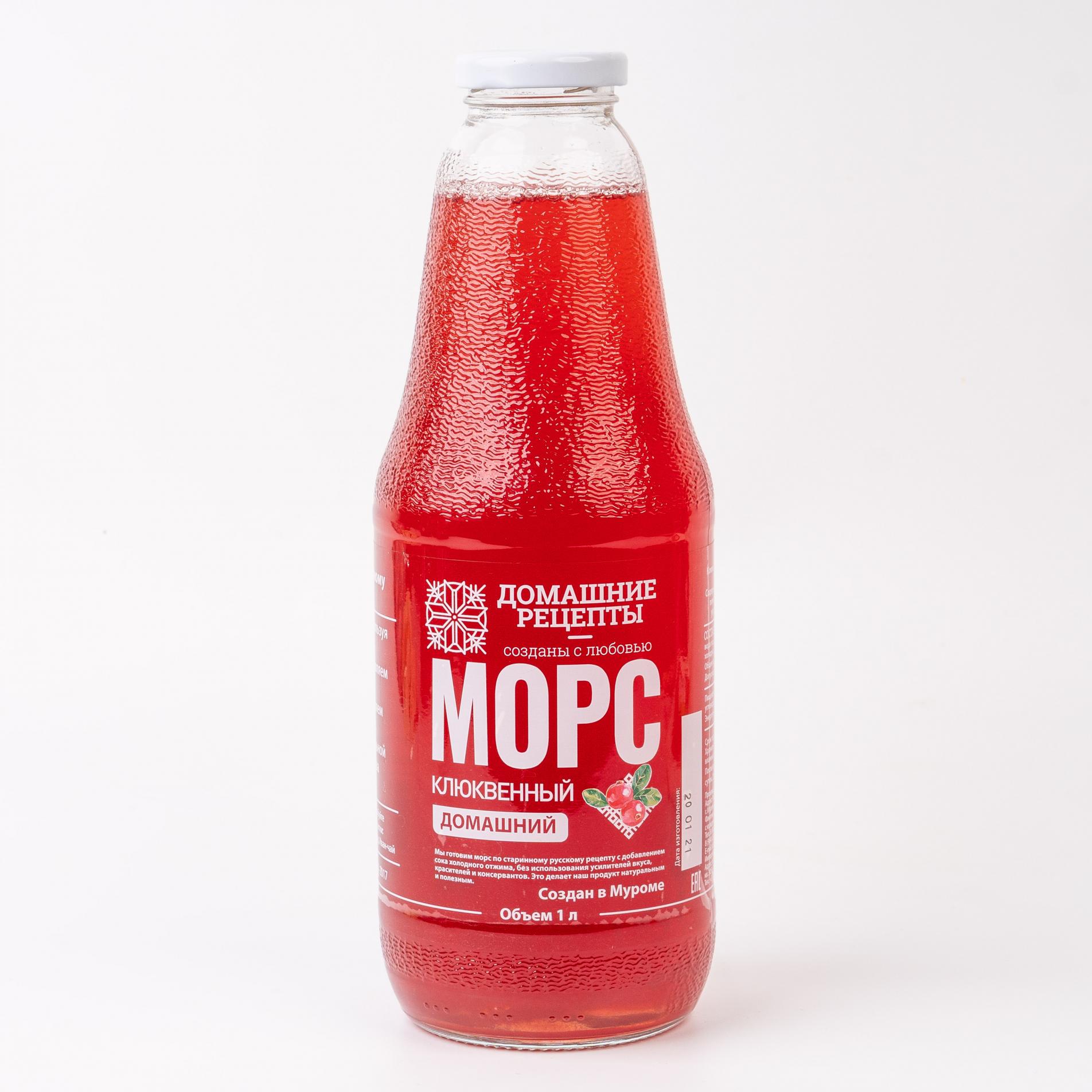 

Морс Домашние Рецепты, клюква, без сахара 1 л