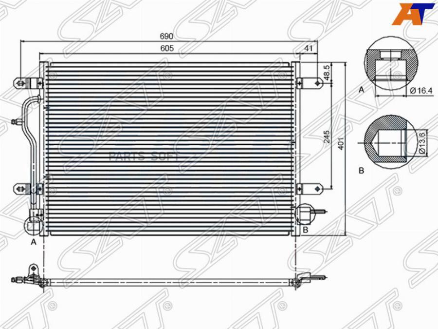 

SAT Радиатор кондиционера AUDI A4 01-07 / A6 2.0/3.0 01-04 / ALLROAD 4.2 00-06