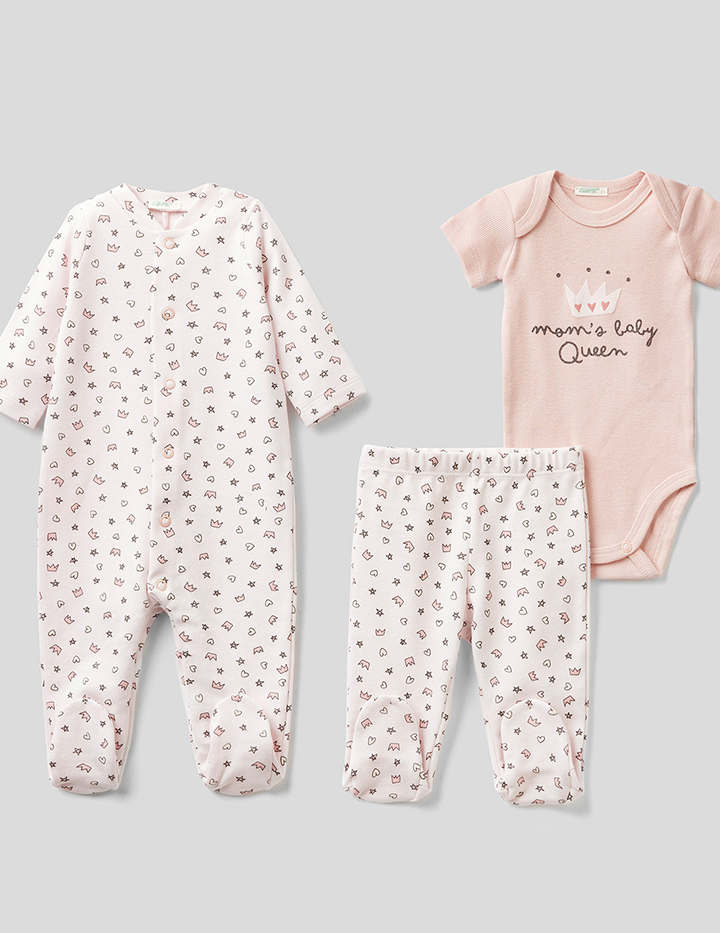 

Комплект одежды для девочек Benetton цв. розовый р.56, 21A_35QV0T226