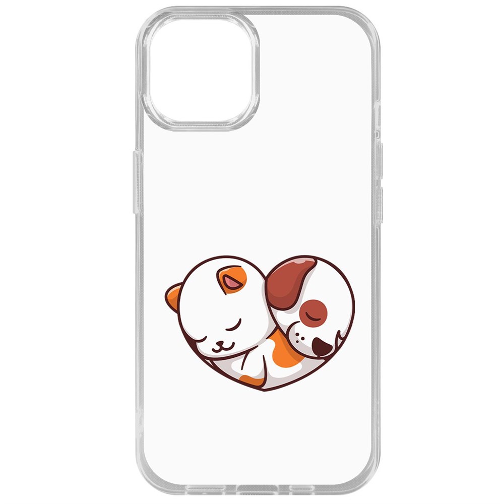 

Чехол-накладка Krutoff Clear Case Котёнок и Щенок для iPhone 14, Прозрачный