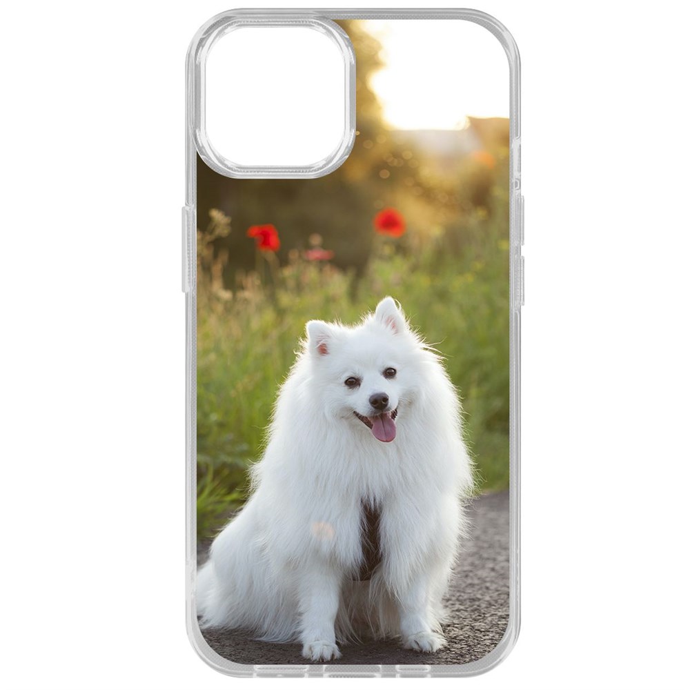 

Чехол-накладка Krutoff Clear Case Белый шпиц для iPhone 14, Прозрачный