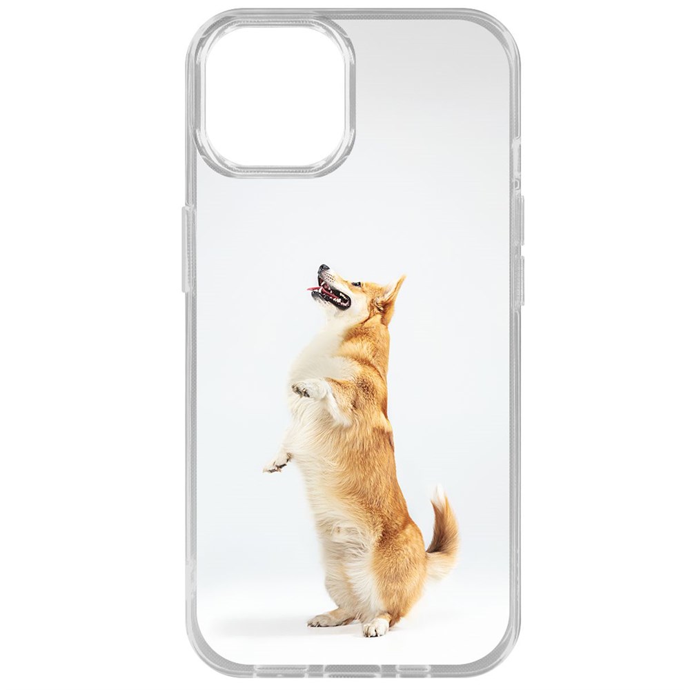 

Чехол-накладка Krutoff Clear Case Корги готов служить для iPhone 14, Прозрачный