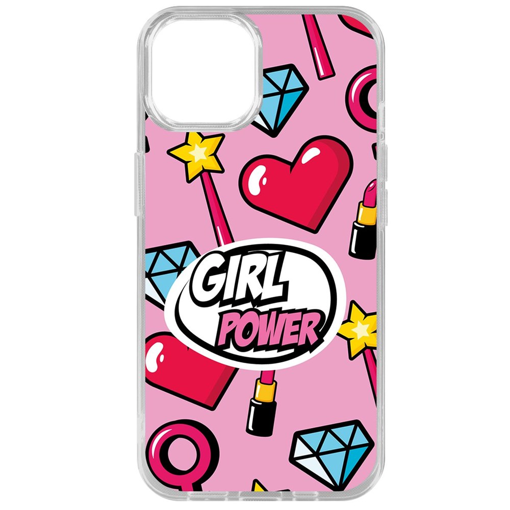 

Чехол-накладка Krutoff Clear Case Girl Power для iPhone 14, Прозрачный