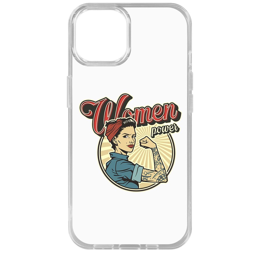 

Чехол-накладка Krutoff Clear Case Women Power для iPhone 14, Прозрачный