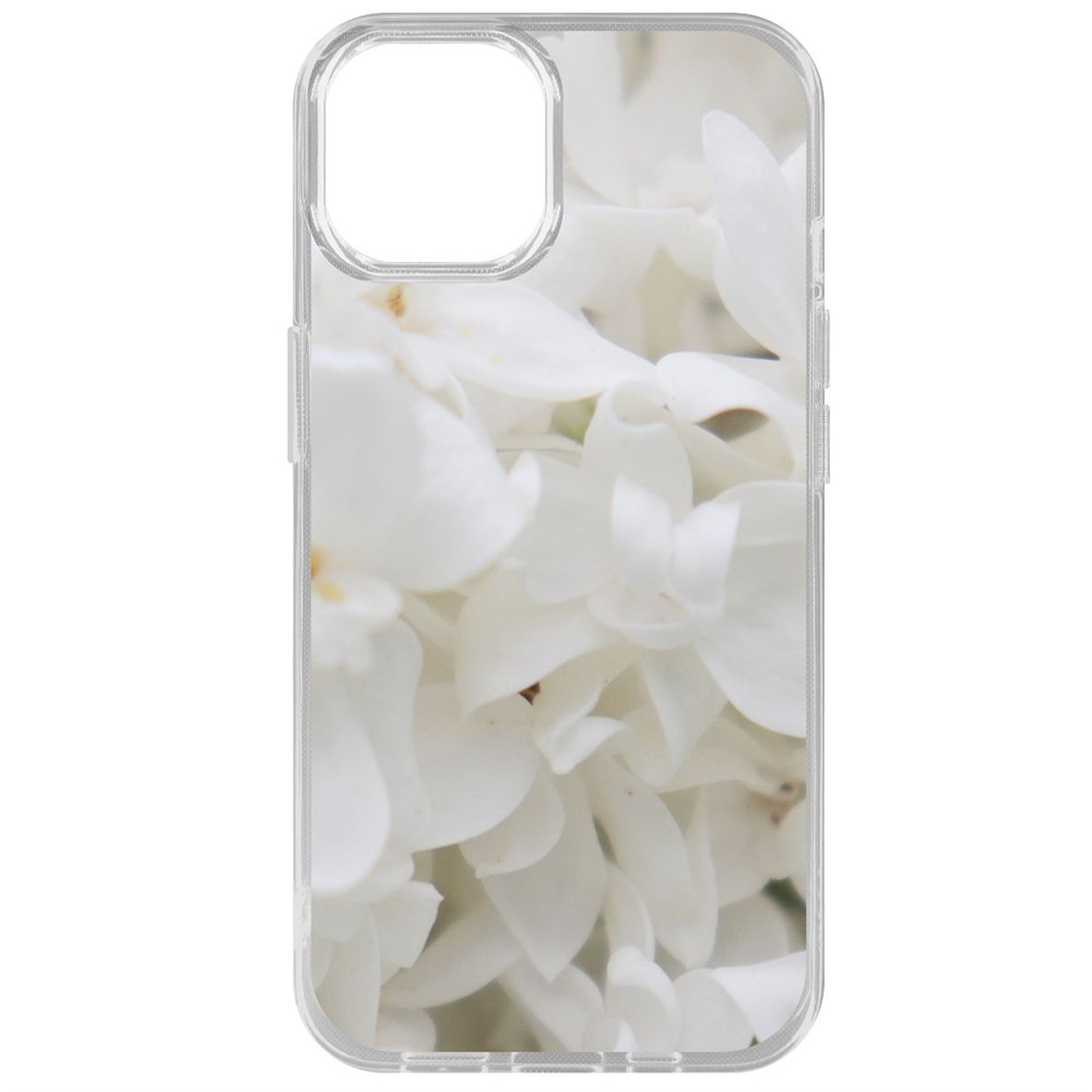 

Чехол-накладка Krutoff Clear Case Белые лилии для iPhone 14, Прозрачный