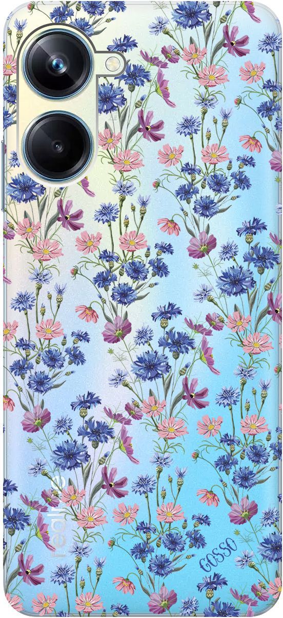

Чехол на Realme 10 Pro "Lovely Cornflowers" прозрачный, Прозрачный;голубой, 158597