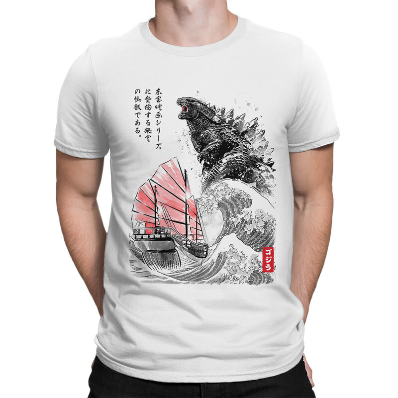 

Футболка мужская DS Apparel Годзилла и Большая Волная в Канагаве 2 белая XL, Белый, Годзилла и Большая Волная в Канагаве 2