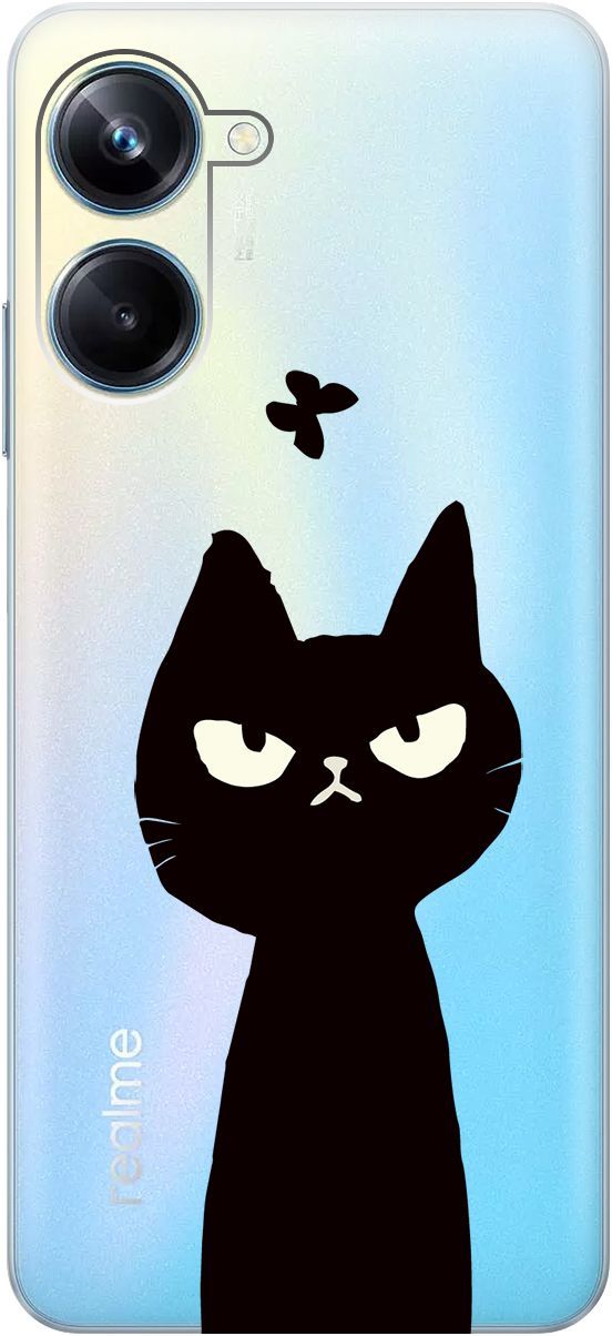 

Чехол на Realme 10 Pro "Disgruntled Cat" прозрачный, Прозрачный;черный, 158598