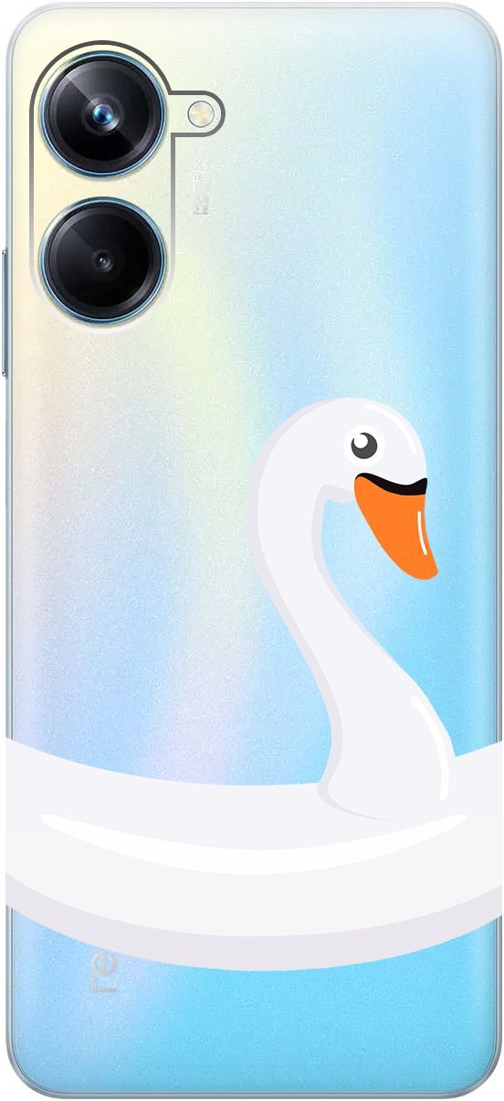 

Чехол на Realme 10 Pro "Swan Swim Ring" прозрачный, Прозрачный;белый, 158598