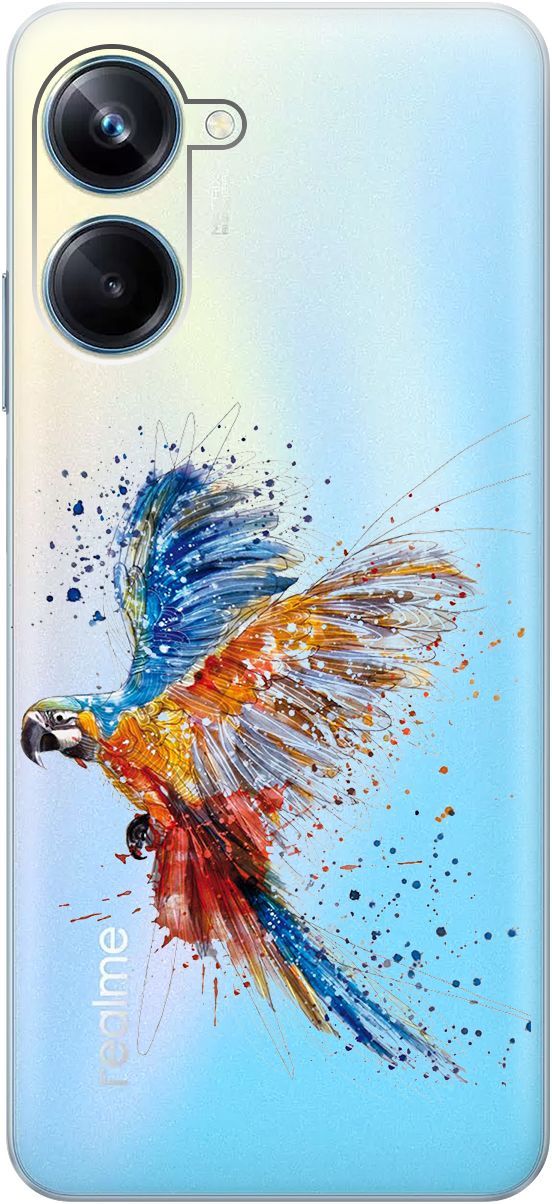 

Чехол на Realme 10 Pro "Colorful Parrot" прозрачный, Прозрачный;голубой, 158599