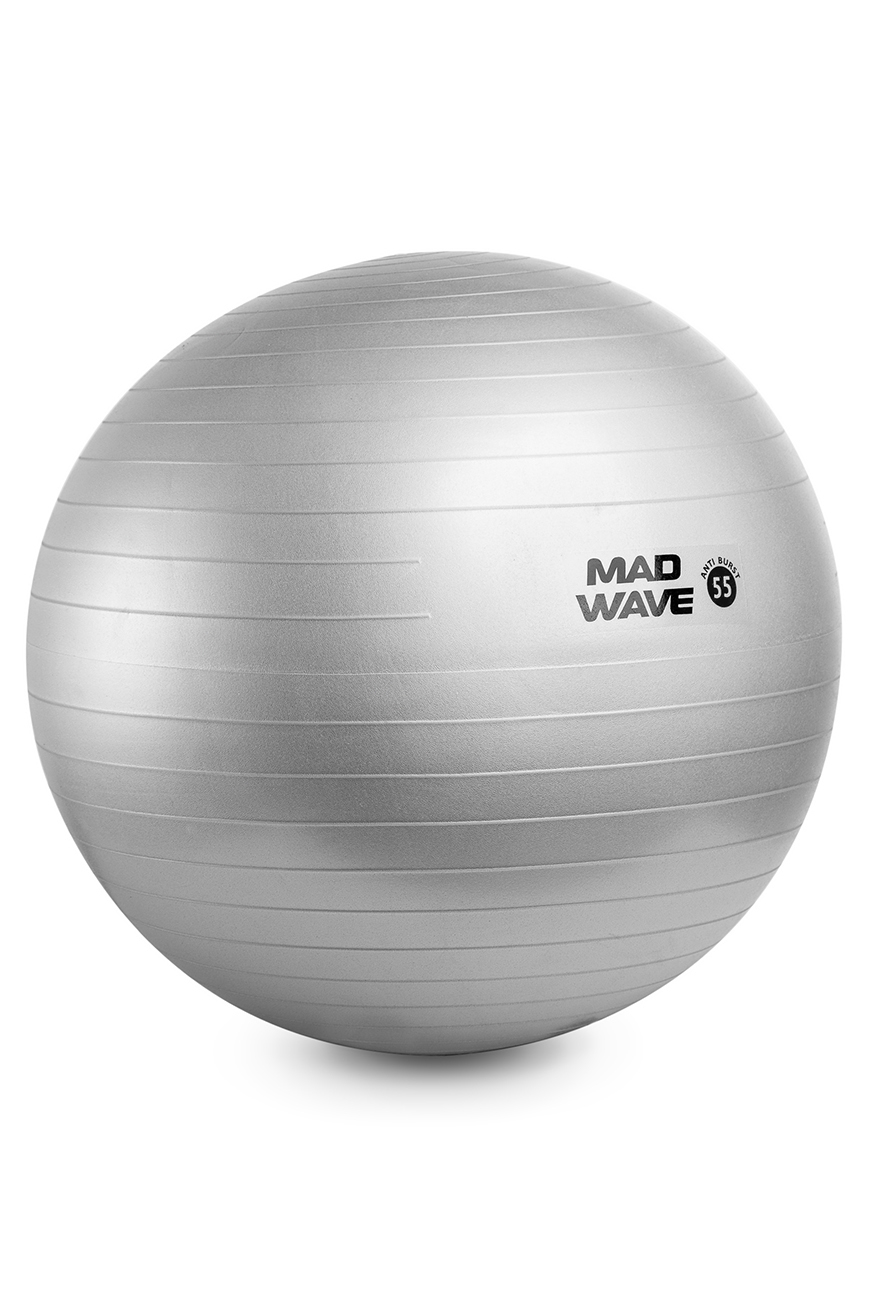 фото Мяч без массажного эффекта mad wave anti burst gym ball silver, 55 см