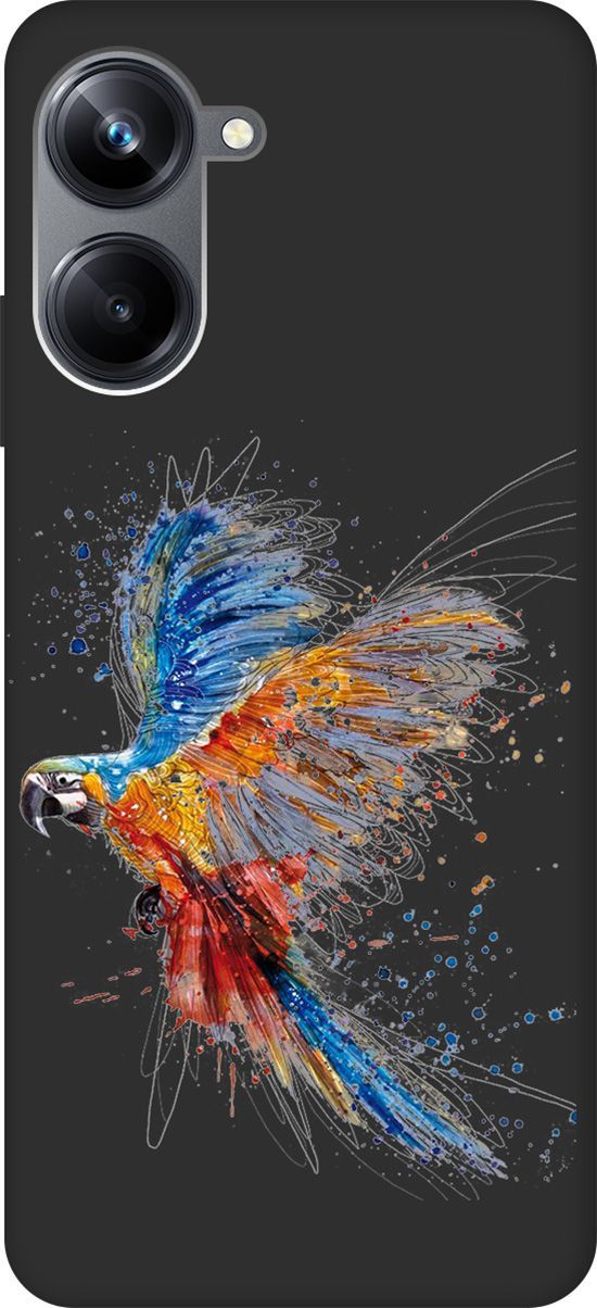 

Чехол на Realme 10 Pro "Colorful Parrot" черный, Черный;красный, 158600