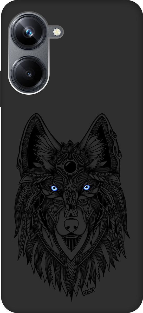 

Матовый Soft Touch Чехол на Realme 10 Pro "Grand Wolf" черный, Черный;голубой, 158600