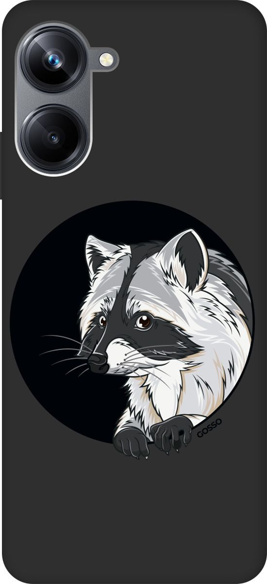 

Чехол на Realme 10 Pro "Raccon in a Hollow" черный, Черный;белый, 158600