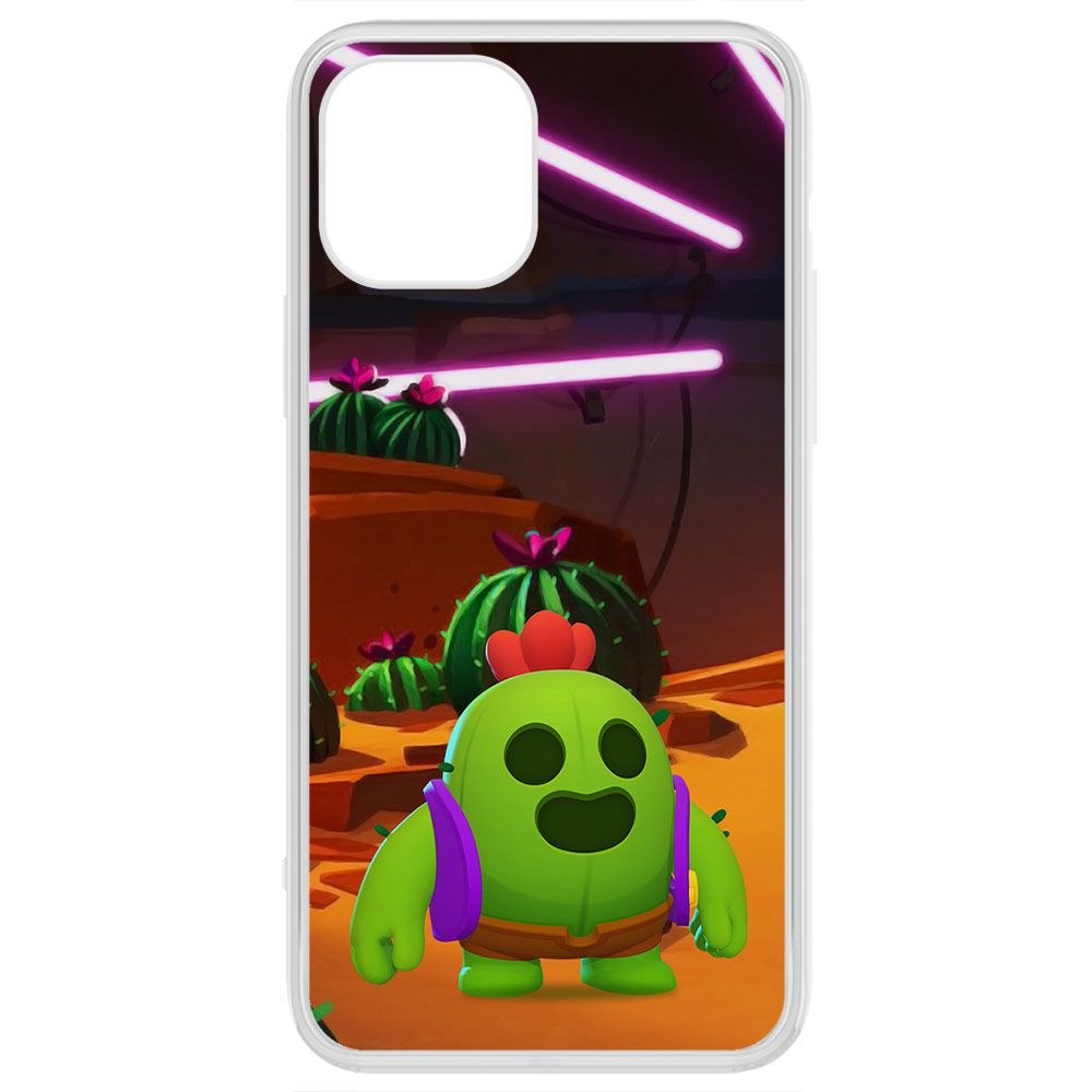 

Чехол-накладка Krutoff Clear Case Brawl Stars-Спайк для iPhone 12, Прозрачный