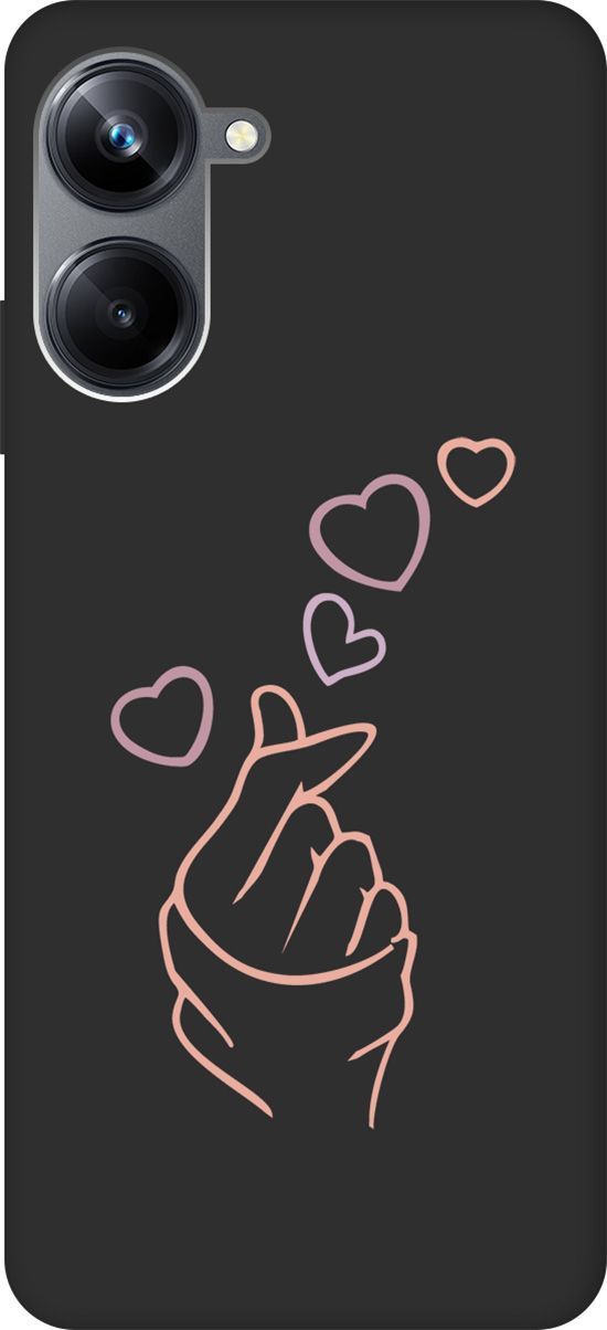 

Матовый Soft Touch Чехол на Realme 10 Pro "K-Heart" черный, Черный;розовый, 158600