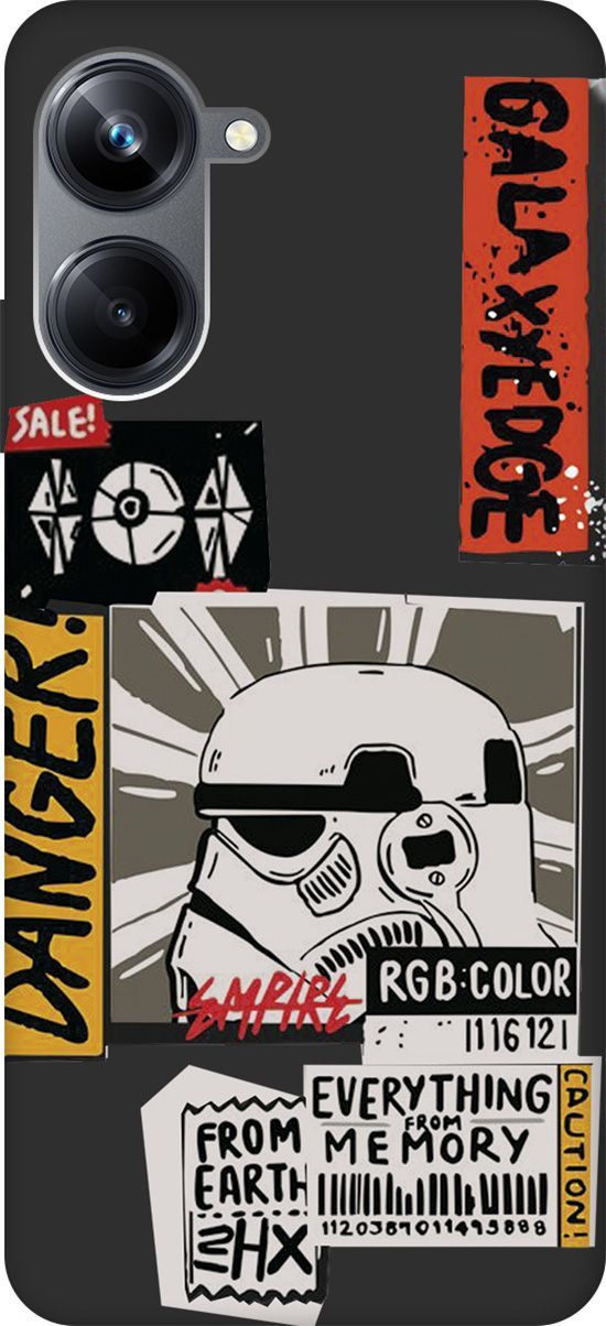 

Чехол на Realme 10 Pro "Stormtrooper Stickers" черный, Черный;белый, 158601