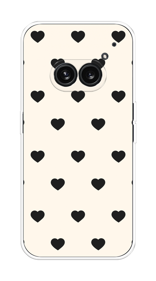 

Чехол на Nothing Phone 2a "Черные сердечки на белом", Черный;белый, 3300350-1