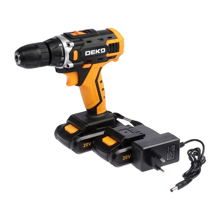 DEKO Дрель-шуруповерт DEKO DKCD20FU-Li 20 В 2х15 Ач кейсе набор 63 предмета 600100₽