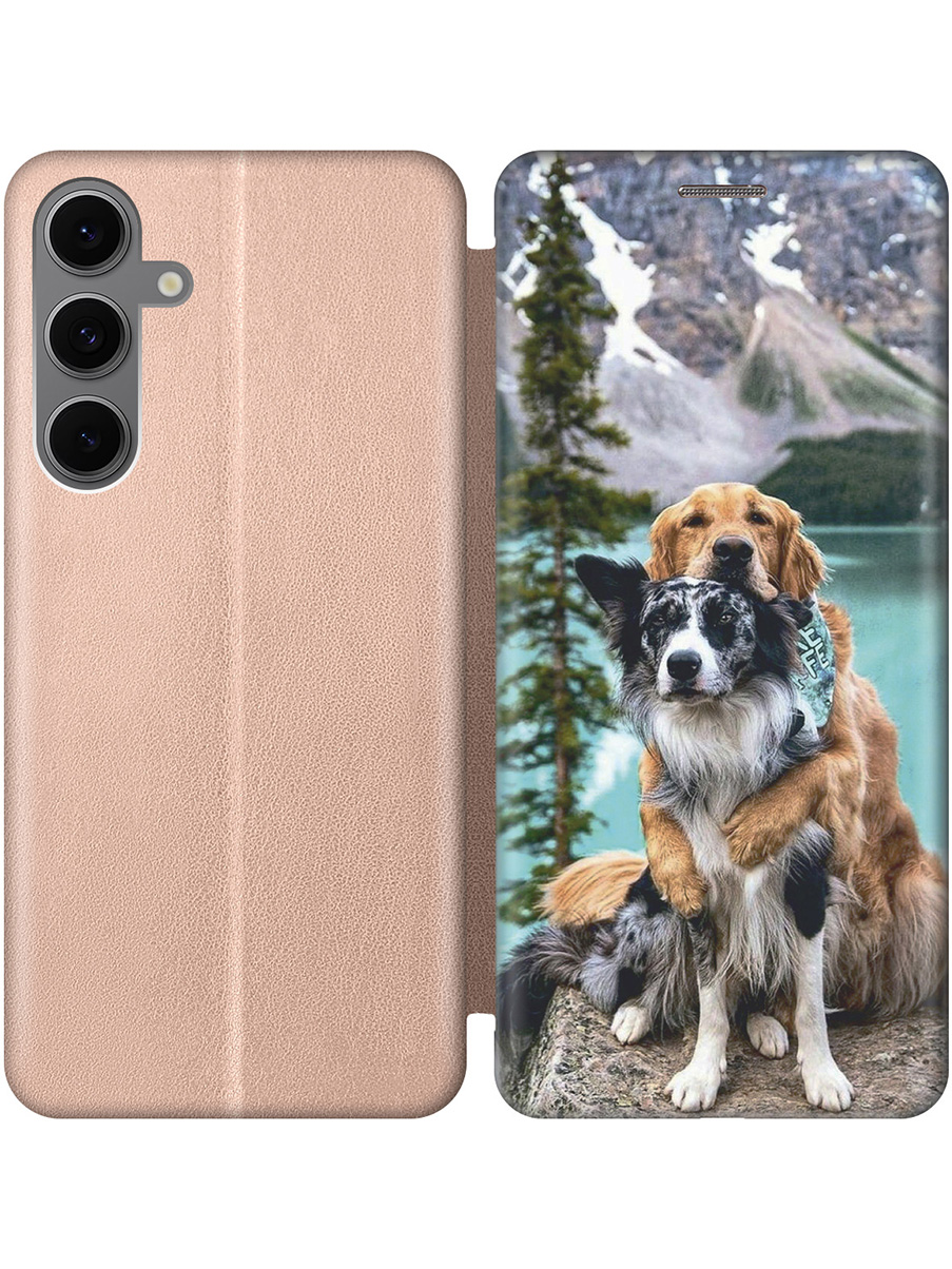 

Чехол-книжка на Samsung Galaxy S24 FE с принтом "Собачья дружба" золотой, Золотистый;голубой;серый, 786718112