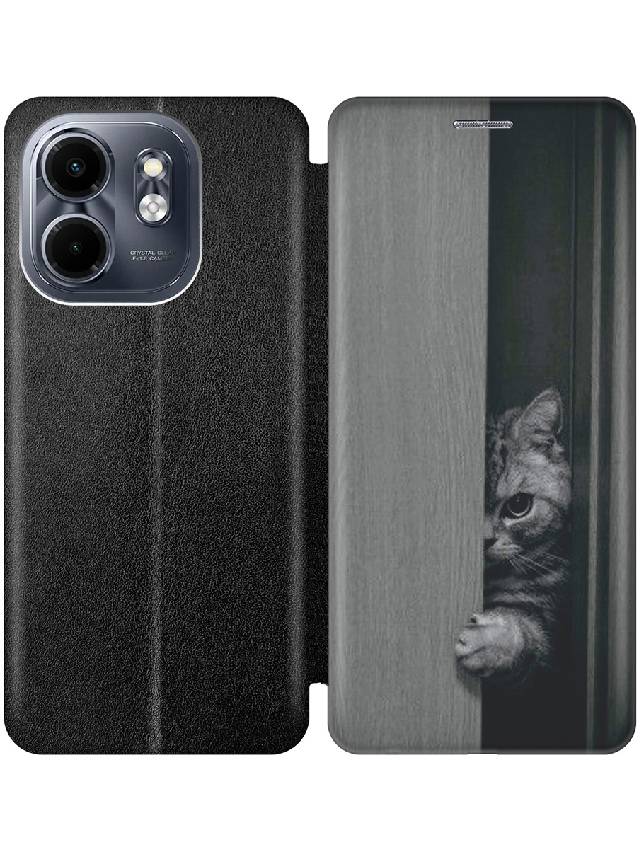 

Чехол-книжка на Infinix Hot 50i / Smart 9 с принтом "Подглядывающий котик" черный, Черный;белый;серый, 786719312