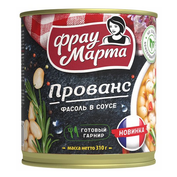 Фасоль Фрау Марта белая в соусе прованс 310 г 100₽