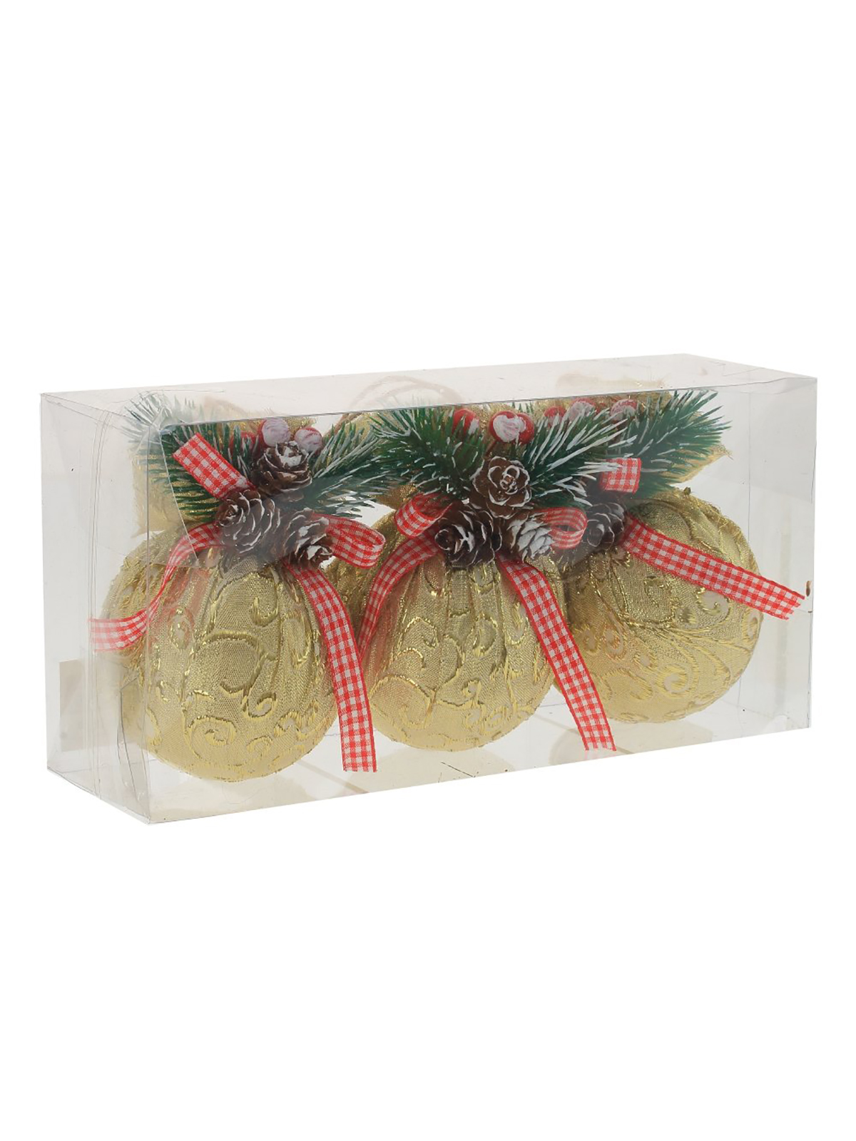 

Шар на ель Remecoclub 762030]REM 7,5 см 3 шт. золотистый, Золотистый;красный;зеленый