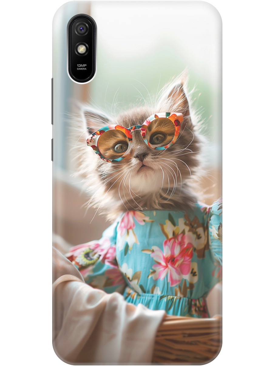 

Силиконовый чехол на Xiaomi Redmi 9A с рисунком "Кошечка в голубом платье", Белый;голубой;серый, 20001194