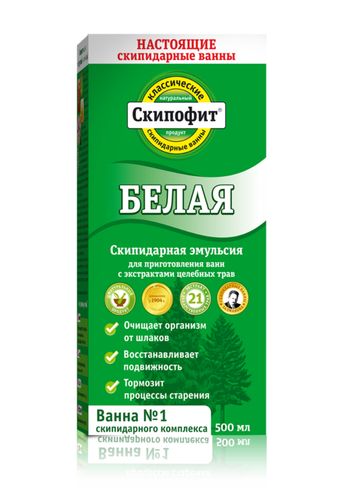 

Белая скипидарная эмульсия для принятия ванн с экстрактами 38 целебных трав 500 мл