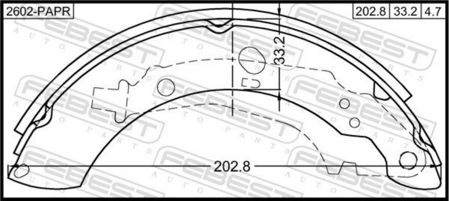 

Тормозные колодки FEBEST задние барабанные 2602RAPR