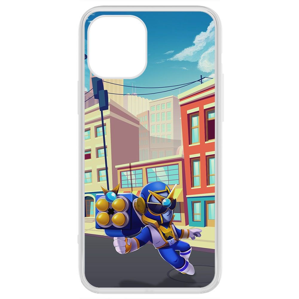 

Чехол-накладка Krutoff Clear Case Brawl Stars-Супер Рейнджер Брок для iPhone 12 Pro, Прозрачный