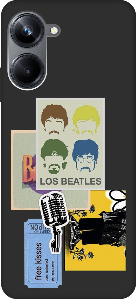 

Чехол на Realme 10 Pro "Beatles Stickers" черный, Черный;белый, 158601