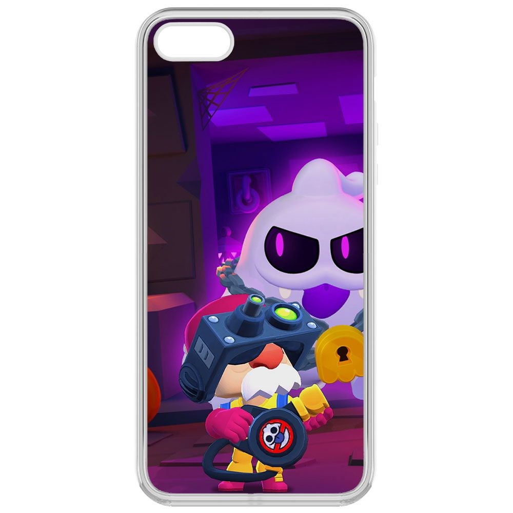 

Чехол-накладка Krutoff Clear Case Brawl Stars-Охотник за Скуиками Гэйл для iPhone 5, Прозрачный