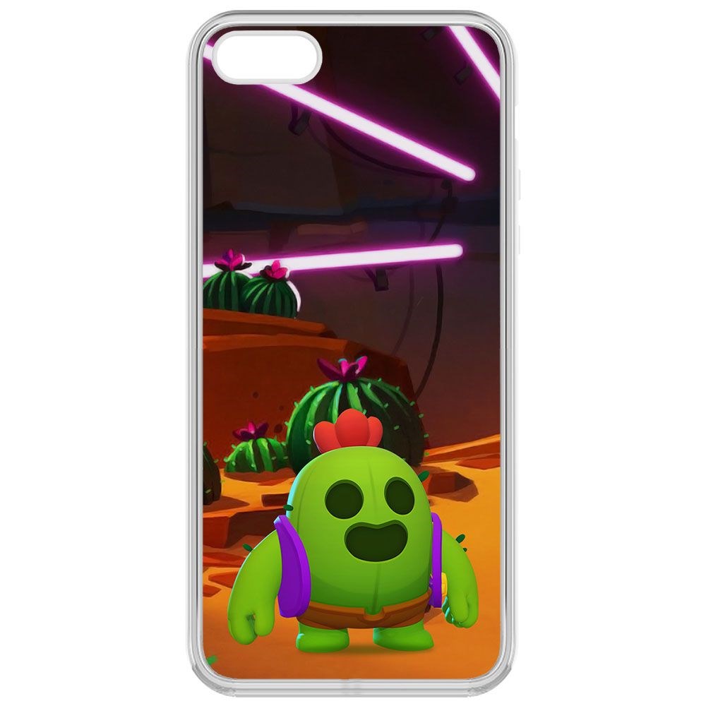 

Чехол-накладка Krutoff Clear Case Brawl Stars-Спайк для iPhone 5, Прозрачный