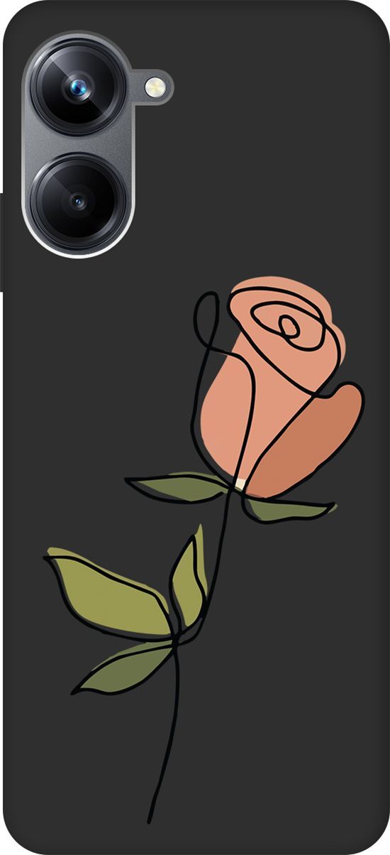 

Матовый Soft Touch Чехол на Realme 10 Pro "Rose" черный, Черный;зеленый, 158601