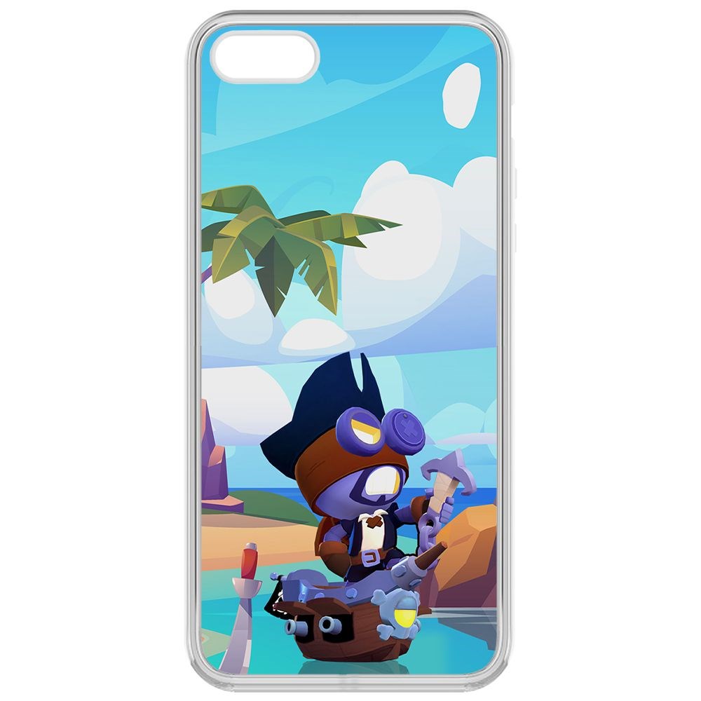 

Чехол-накладка Krutoff Clear Case Brawl Stars-Темный Корсар Карл для iPhone 5, Прозрачный