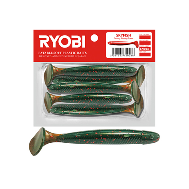 

Мягкая силиконовая приманка риппер Ryobi SKYFISH (71mm), CN003 (old whiskey), 5 шт., Зеленый;оранжевый, Skyfish