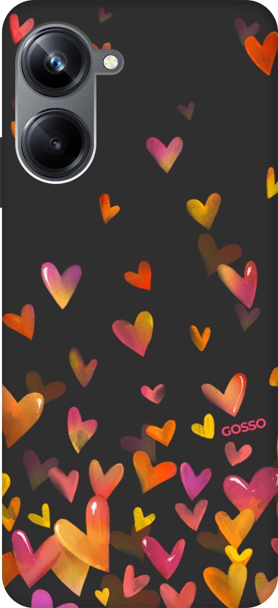 

Чехол на Realme 10 Pro "Flying Hearts" черный, Черный;желтый, 158602