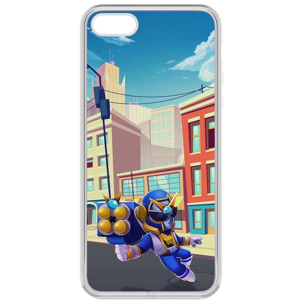 

Чехол-накладка Krutoff Clear Case Brawl Stars-Супер Рейнджер Брок для iPhone 5S, Прозрачный