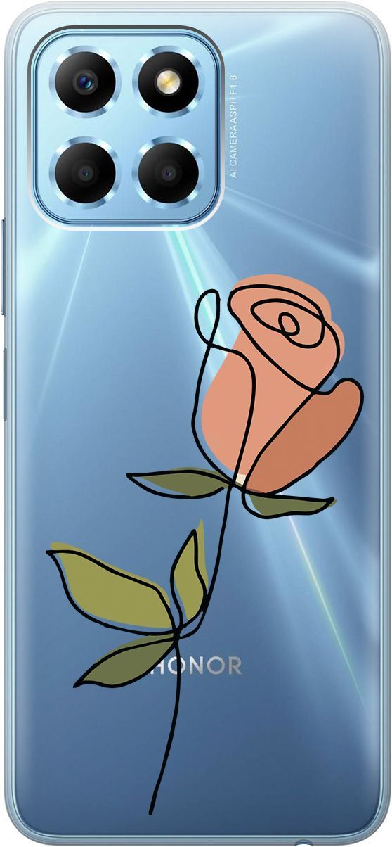 

Силиконовый чехол на Honor X6 "Rose" прозрачный, Прозрачный;зеленый, 158178