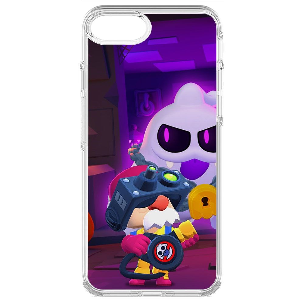 

Чехол-накладка Krutoff Clear Case Brawl Stars-Охотник за Скуиками Гэйл для iPhone 8, Прозрачный