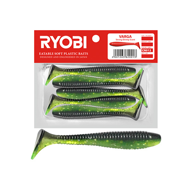 

Мягкая силиконовая приманка риппер Ryobi VARGA (75mm), CN012 (fresh kiwi), 5 шт., Зеленый;черный, Varga
