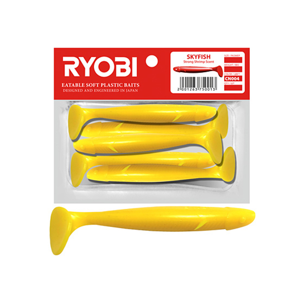 

Мягкая силикон. приманка риппер Ryobi SKYFISH (109mm), CN004 (sweet melon), 3 шт., Желтый, Skyfish