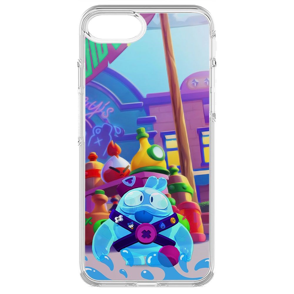 

Чехол-накладка Krutoff Clear Case Brawl Stars-Скуик для iPhone SE 2020, Прозрачный