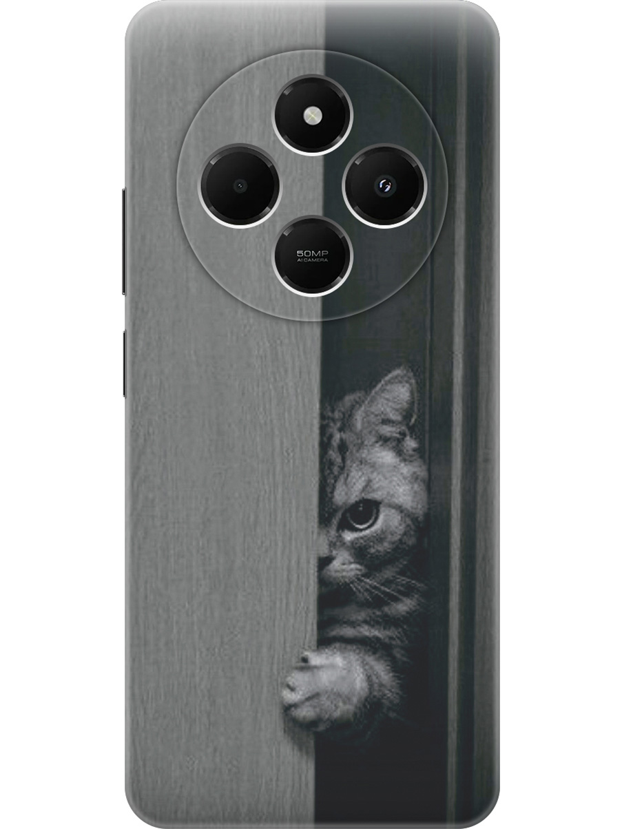 

Силиконовый чехол на Xiaomi Redmi 14C / Poco C75 с принтом "Подглядывающий котик", Прозрачный;белый;серый;черный, 786715712