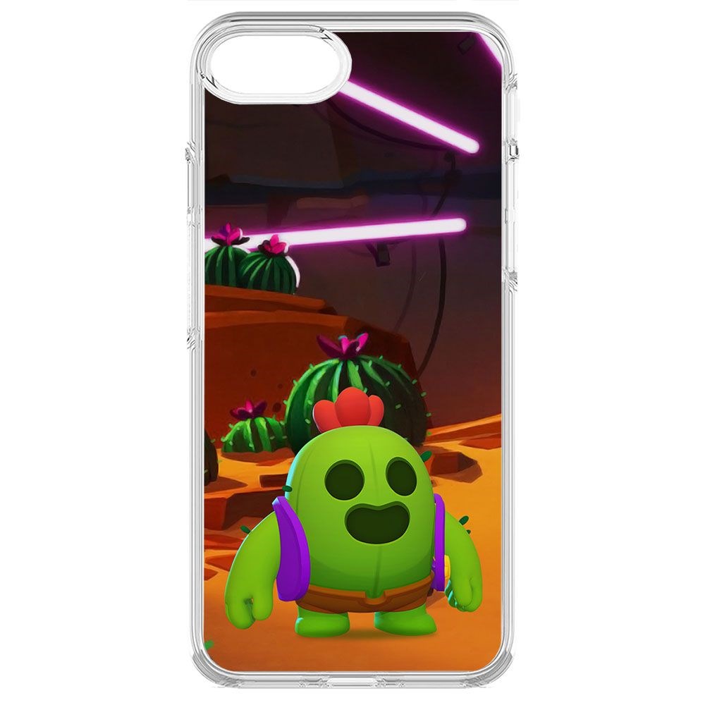 

Чехол-накладка Krutoff Clear Case Brawl Stars-Спайк для iPhone SE 2020, Прозрачный