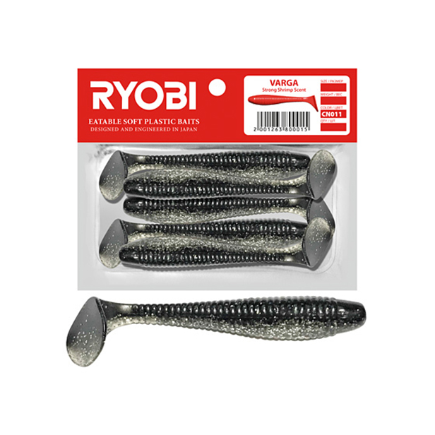 

Мягкая силикон. приманка риппер Ryobi VARGA (96mm), CN011 (christmas toy), 4 шт., Черный;серый, Varga